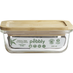 Rectangular Food Storage Container, Glass/Bamboo - 300 ml