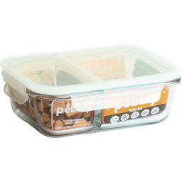 Rectangular Food Container with 2 Compartments - 1450 ml