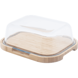 Pebbly Bamboo Cheese Board with Glass Lid, M - 1 item