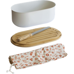 Bread Bin with Cutting Board, Knife & Bag - Cream - 1 item