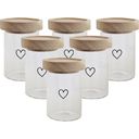 Eulenschnitt Mini Glass Storage Jars 10 cm, Set of 6 - Heart - Black