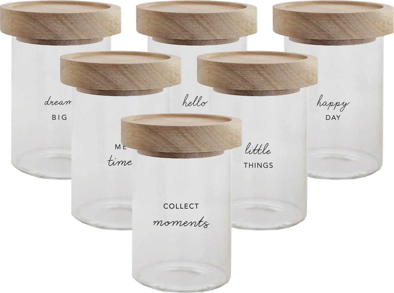 Mini Förvaringsburkar 10 cm Set med 6 st. - Little Things schwarz