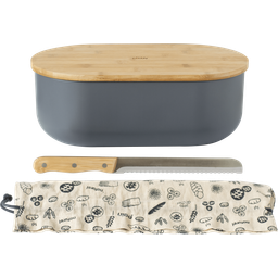 Bread Bin with Cutting Board, Knife & Bag - Slate - 1 set