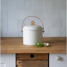 Pattumiera per Compost in Metallo e Bambù S - Crema - 3,50 L