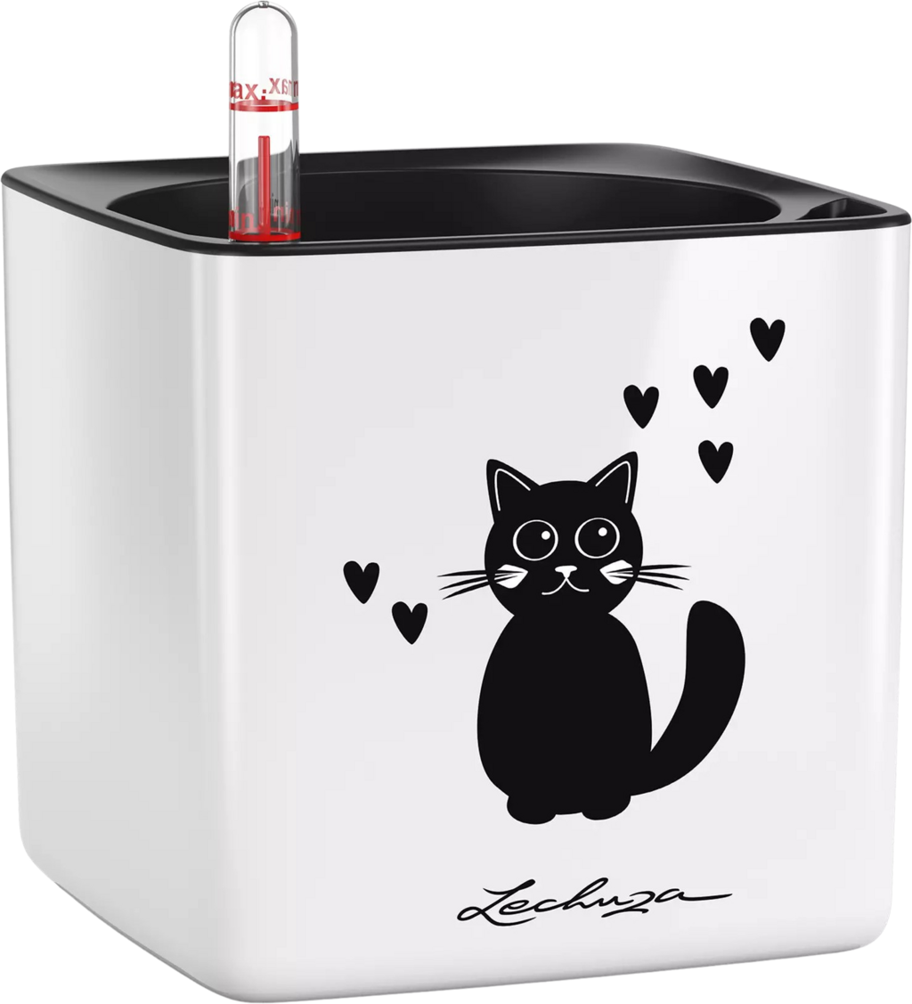 Tabletop Planter CUBE Glossy CAT 14, White - High Gloss