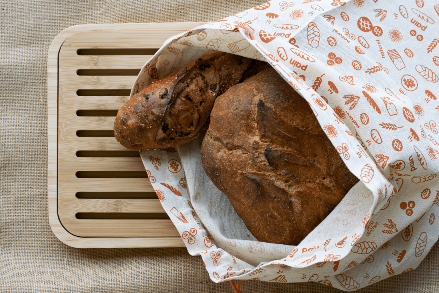 Pebbly Brotbeutel aus Baumwolle XL braun - 1 Stk