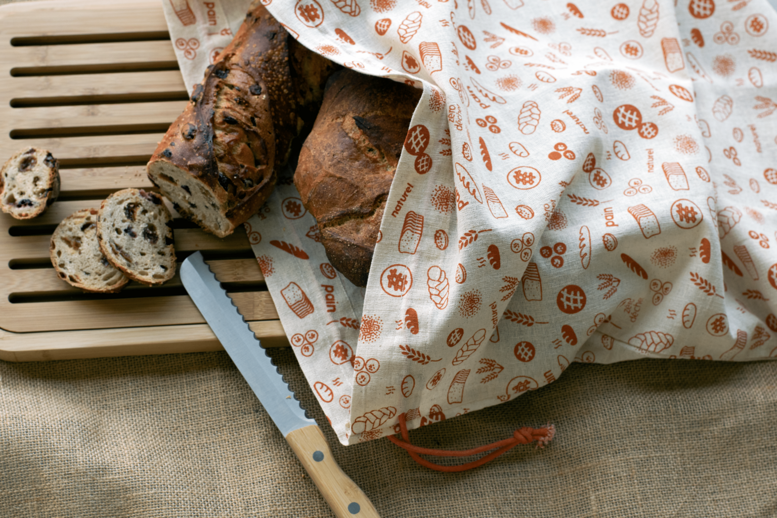 Pebbly Brotbeutel aus Baumwolle XL braun - 1 Stk