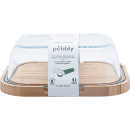 Pebbly Bamboo Cheese Board with Glass Lid, M - 1 item