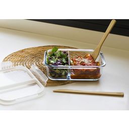 Rectangular Food Container with 2 Compartments - 950 ml