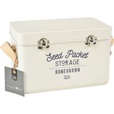 Seed Storage with Leather Handles - Cream