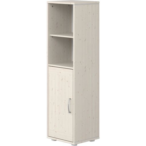 CLASSIC Shelf with Door and 2 Compartments - Glazed White / White