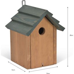 Littleworth Bird House with Pitched Roof - Pine Wood, Olive Green