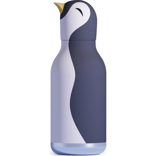 ZPSHYD Borraccia portatile in vetro a forma di pinguino, 300 ml, portatile, a doppio strato, tazza da viaggio, nera