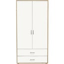 CLASSIC Kleiderschrank mit 2 Türen und 2 Schubladen - Kiefer Natur/Lack Weiß/Weiß