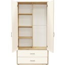 CLASSIC Kleiderschrank mit 2 Türen und 2 Schubladen - Kiefer Natur/Lack Weiß/Weiß