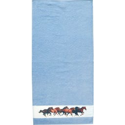 Serviette de Douche avec Bordure Imprimée - Chevaux - Aqua