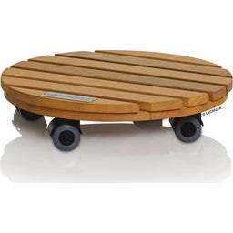 Lechuza Coaster with Wheels - Natural Wood round - 30