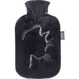 Hot Water Bottle 2.0 L with Embroidered Fleece Cover, Cat