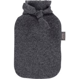 Hot Water Bottle 2.0 L with Fleece Cover and Bow - Dark Grey