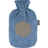 Hot Water Bottle 2.0 L with Embroidered Fleece Cover, Blue