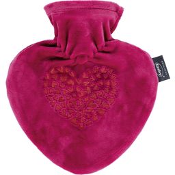 Bouillotte Cœur 0,7 L avec Housse & Broderie, fuchsia - 1 pcs