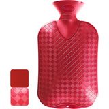 Hot Water Bottle 2.0 L, Ridges on one side, Cranberry