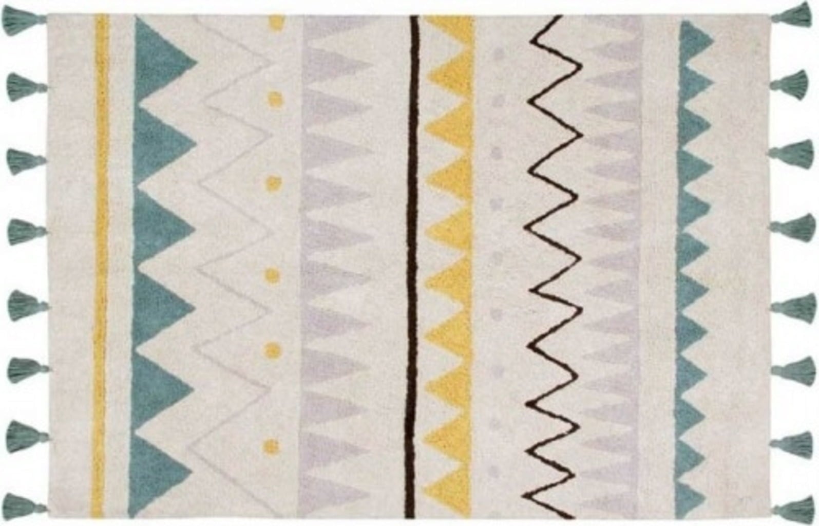 Lorena Canals Cotton Rug - Azteca Natural Vintage Blue - 120x160 cm