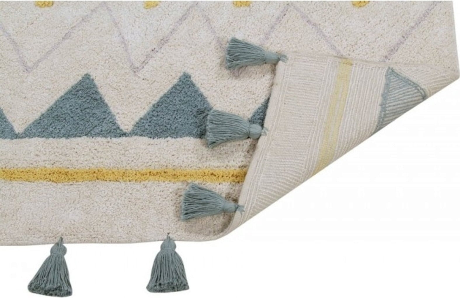 Lorena Canals Cotton Rug - Azteca Natural Vintage Blue - 120x160 cm