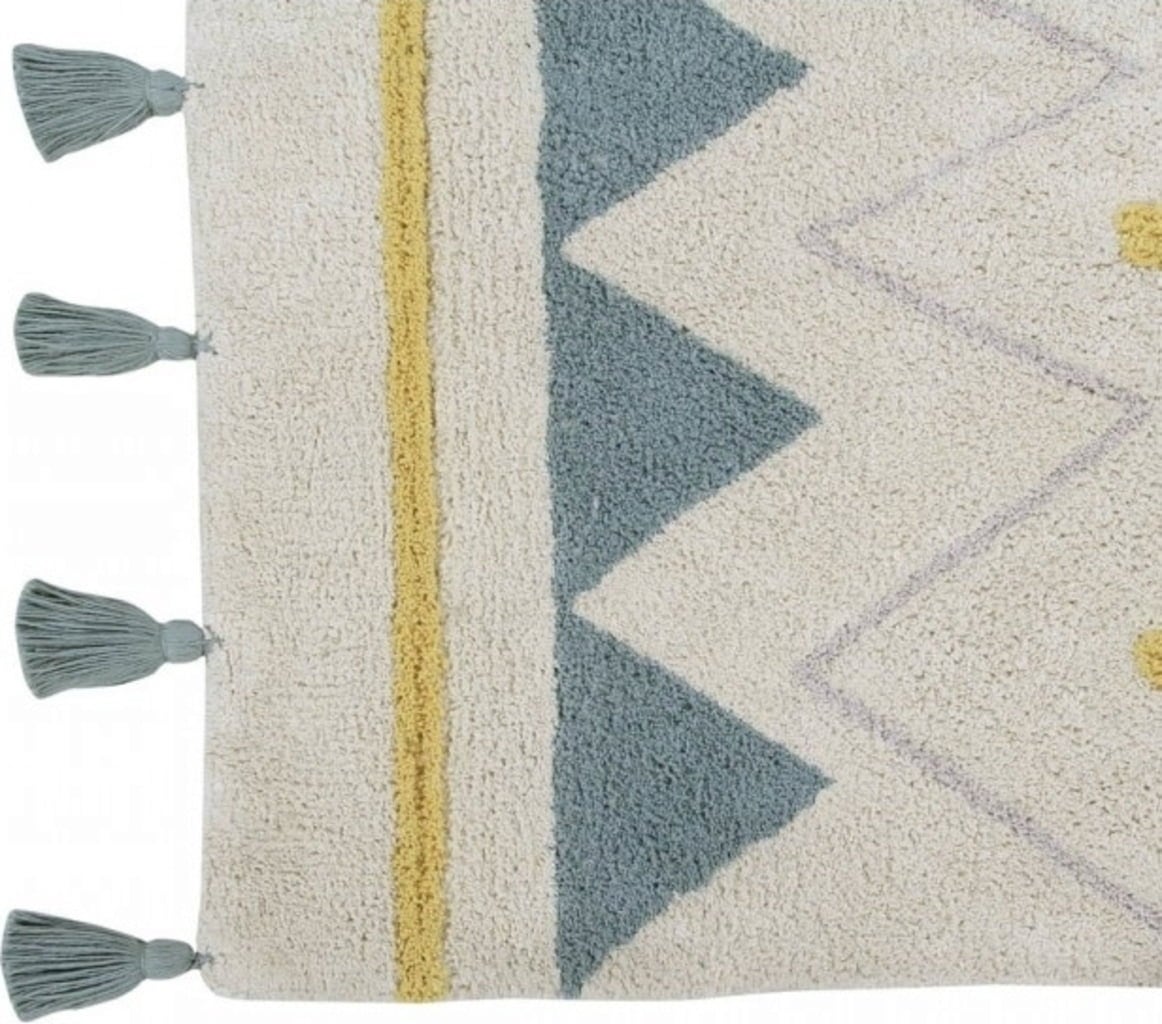 Lorena Canals Cotton Rug - Azteca Natural Vintage Blue - 120x160 cm
