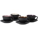 Bitz Cup and Saucer, Set of 4 - Black/Amber