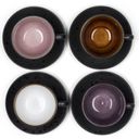 Bitz Cup and Saucer, Set of 4 - Black/Amber