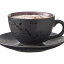 Bitz Cup and Saucer, Set of 4 - Black/Amber