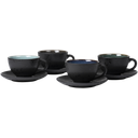 Bitz Cup and Saucer, Set of 4 - Black/Dark Blue