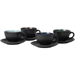 Bitz Cup and Saucer, Set of 4 - Black/Dark Blue