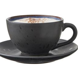 Bitz Cup and Saucer, Set of 4 - Black/Dark Blue