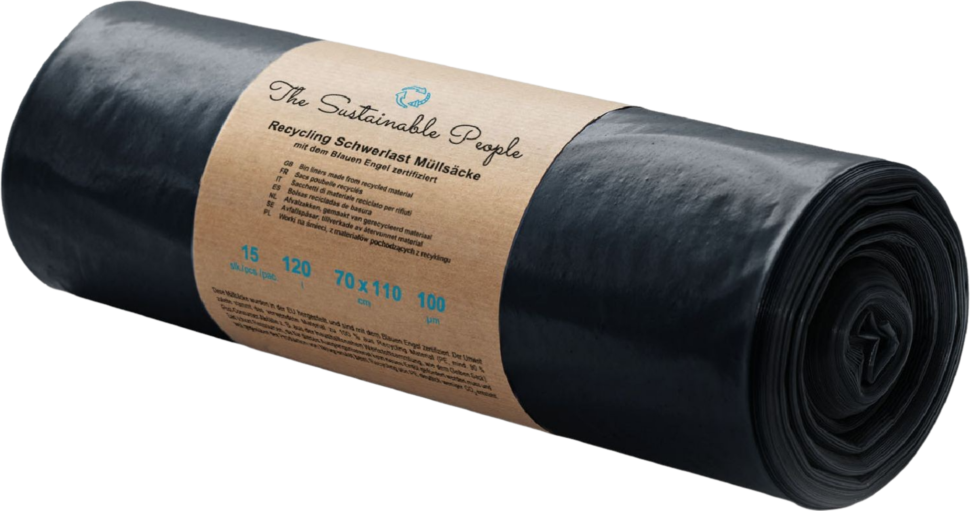 Recycling Schwerlast-Müllsäcke, Schwarz 120 L (15 stk)
