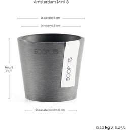 Ecopots Amsterdam Topf - grau - Ø 8 cm, Höhe 7 cm