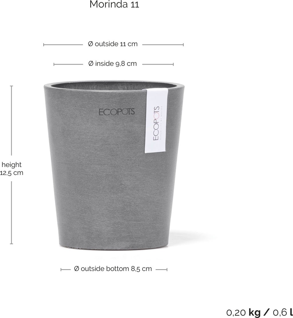 Ecopots Morinda - Grey  - Ø 11 cm, height 12.5 cm