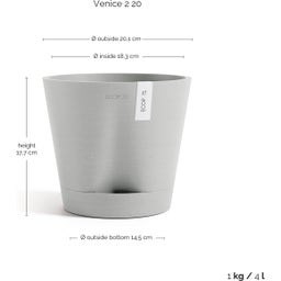 Ecopots Venice 2 White Grey  - Ø 20 cm, height 17.5 cm