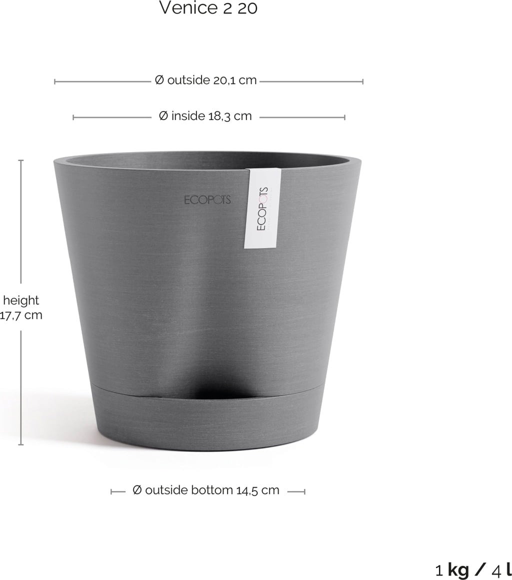 Ecopots Venice 2 - Grey  - Ø 20 cm, height 17.5 cm
