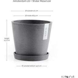 Ecopots Amsterdam Water Reservoir - Grey  - Ø 20 cm, height 17.5 cm