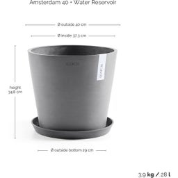 Ecopots Amsterdam Water Reservoir - Gris - Ø 40 cm, altura 35 cm