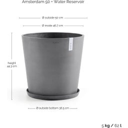 Ecopots Pot Amsterdam Gris + Réservoir d'Eau - Ø 50 cm, hauteur 44 cm