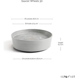 Ecopots Wheels Coaster - White Grey  - ∅ 28.70, height 8.30 cm