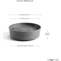 Ecopots Wheels Coaster - Grey  - ∅ 28.70, height 8.30 cm