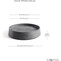 Ecopots Soucoupe Wheels Oslo Grise - ∅ 45,40, hauteur 10,5 cm