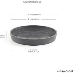 Ecopots Round Coaster - Grey  - ∅ 17.8, height 2.5 cm