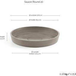 Ecopots Untersetzer Rund taupe - ∅ 18, Höhe 2,5 cm