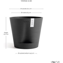 Ecopots Venedig 2 Växtkruka Mörkgrå - Ø 20 cm, höjd 17,5 cm