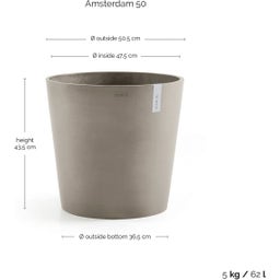 Ecopots Topf Amsterdam taupe - Ø 50 cm, Höhe 43,50 cm